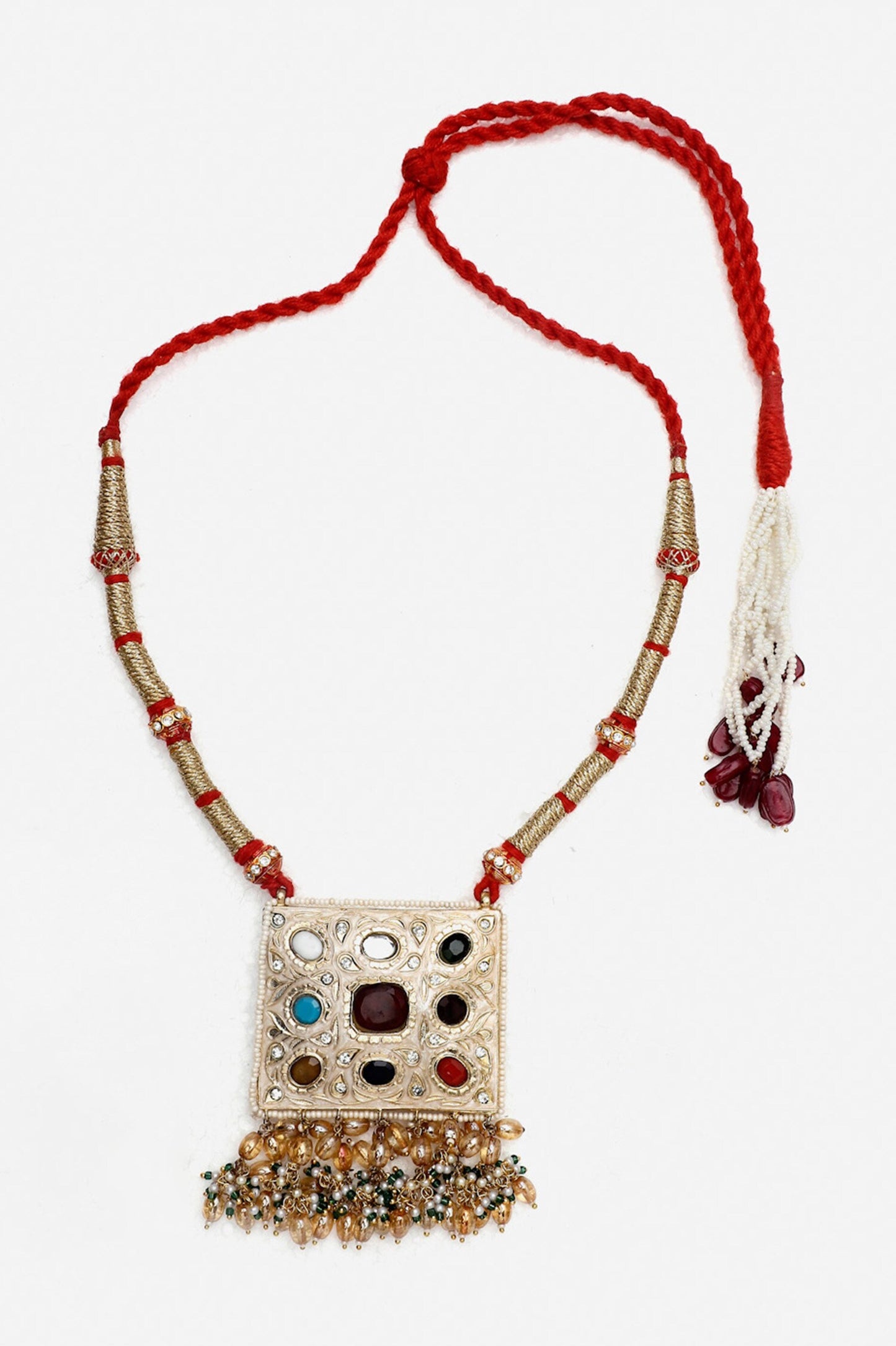 Navrattan Embellished Dori Necklace 
