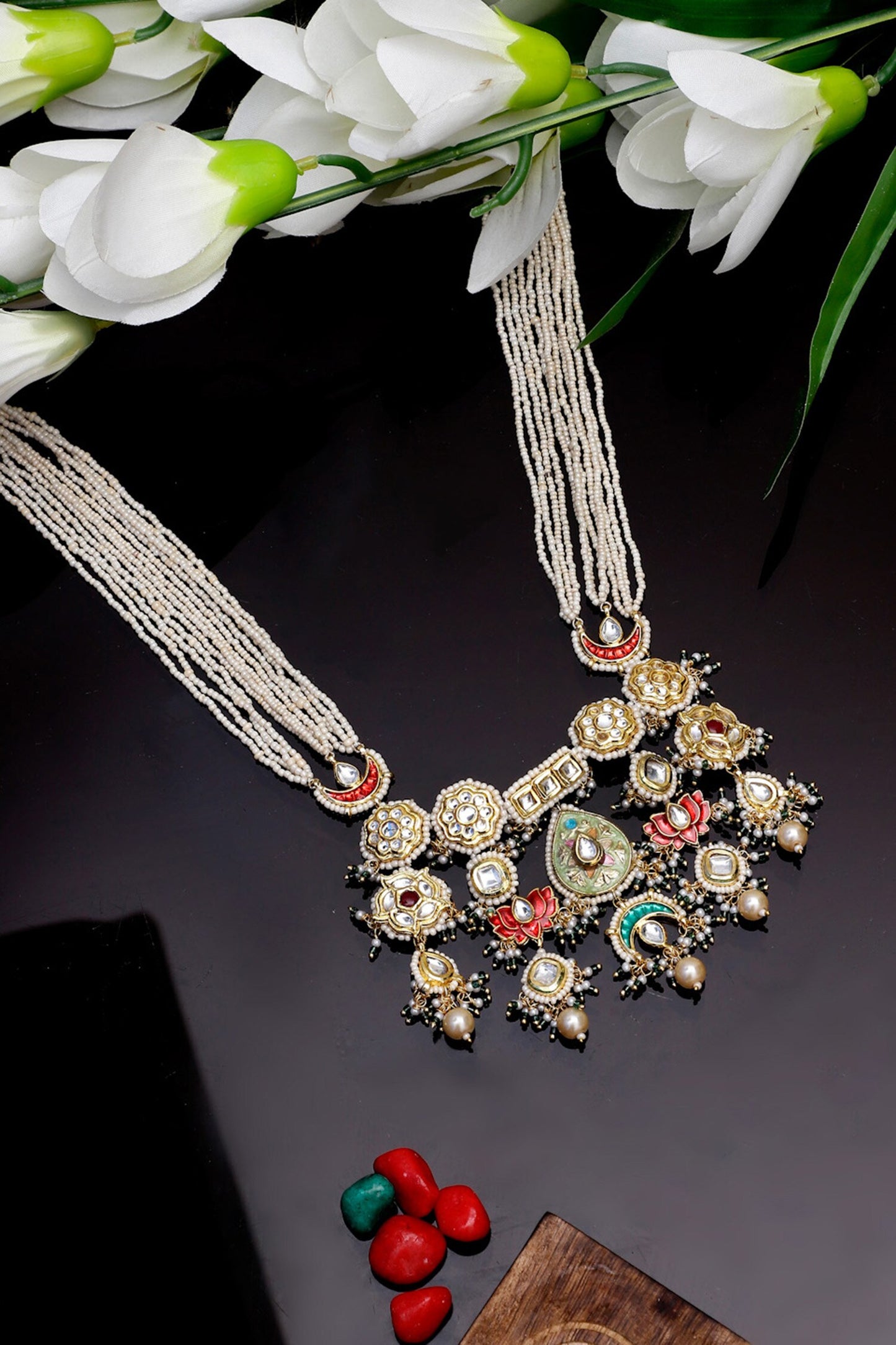 Floral & Chaand Motif Necklace 