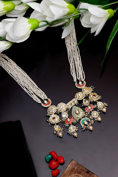Floral & Chaand Motif Necklace 