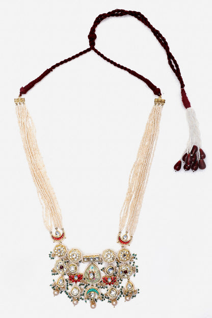 Floral & Chaand Motif Necklace 
