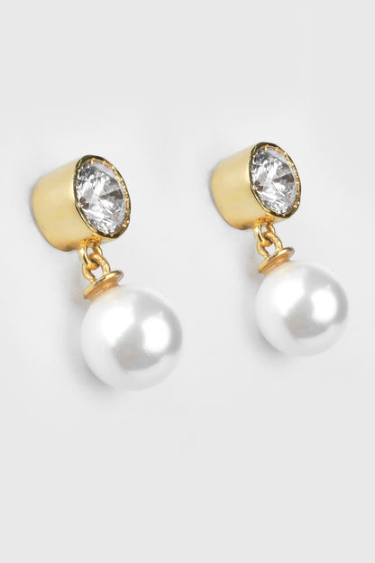 Zarina Cubic Zirconia & Pearl Embellished Earrings 