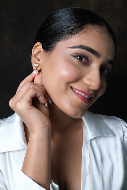 Zarina Cubic Zirconia & Pearl Embellished Earrings 