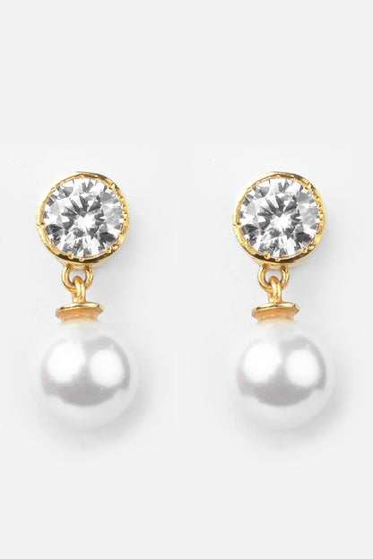 Zarina Cubic Zirconia & Pearl Embellished Earrings 