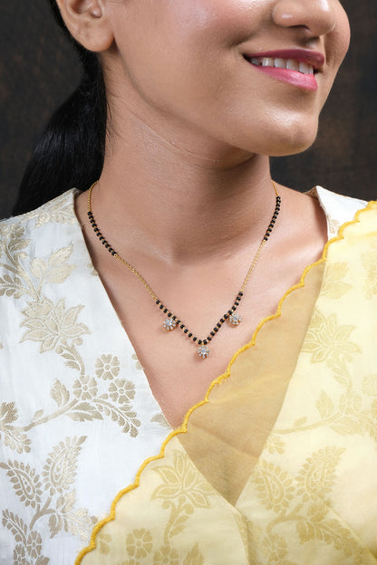 Cubic Zirconia Studded Black Bead Mangalsutra 