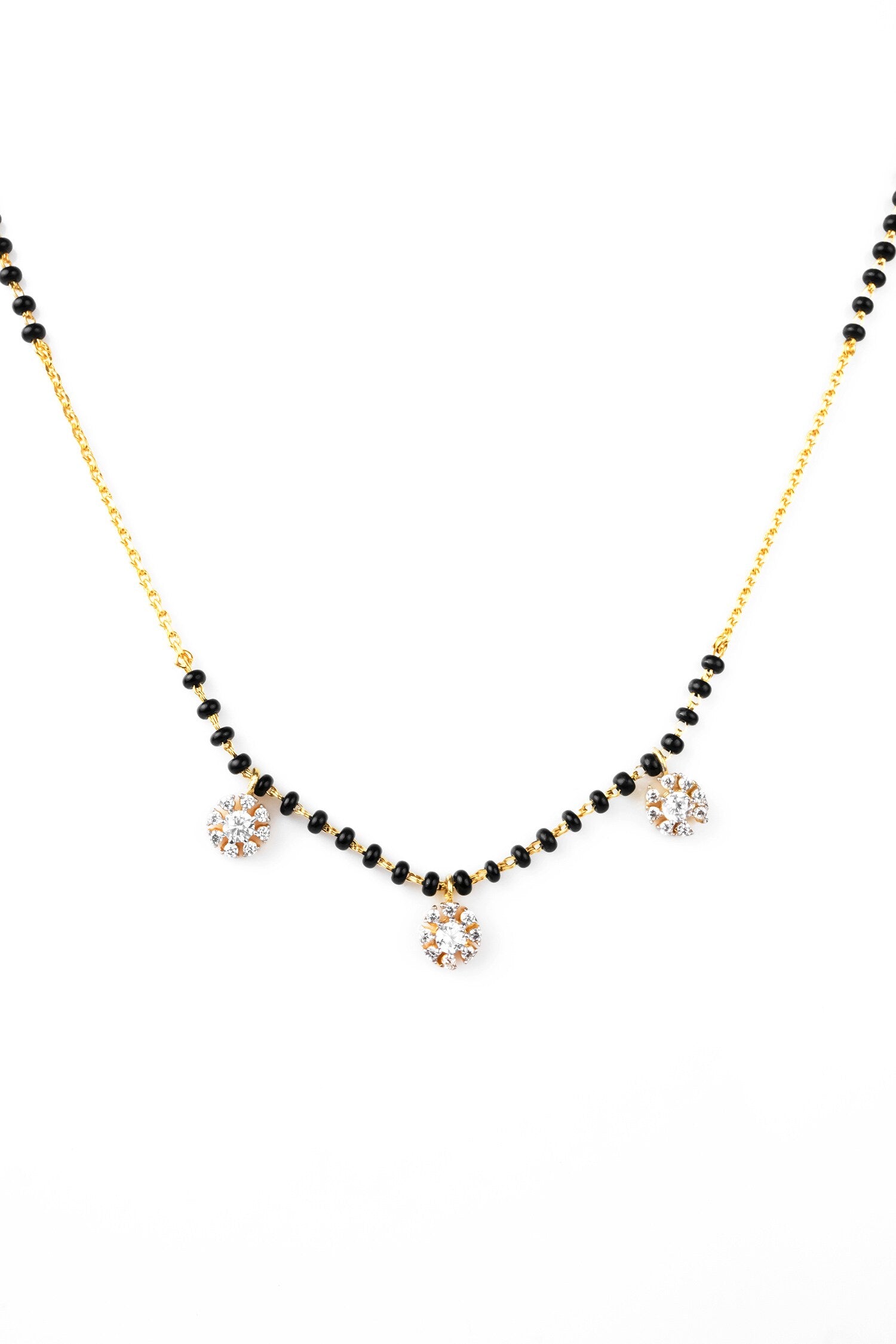 Cubic Zirconia Studded Black Bead Mangalsutra 