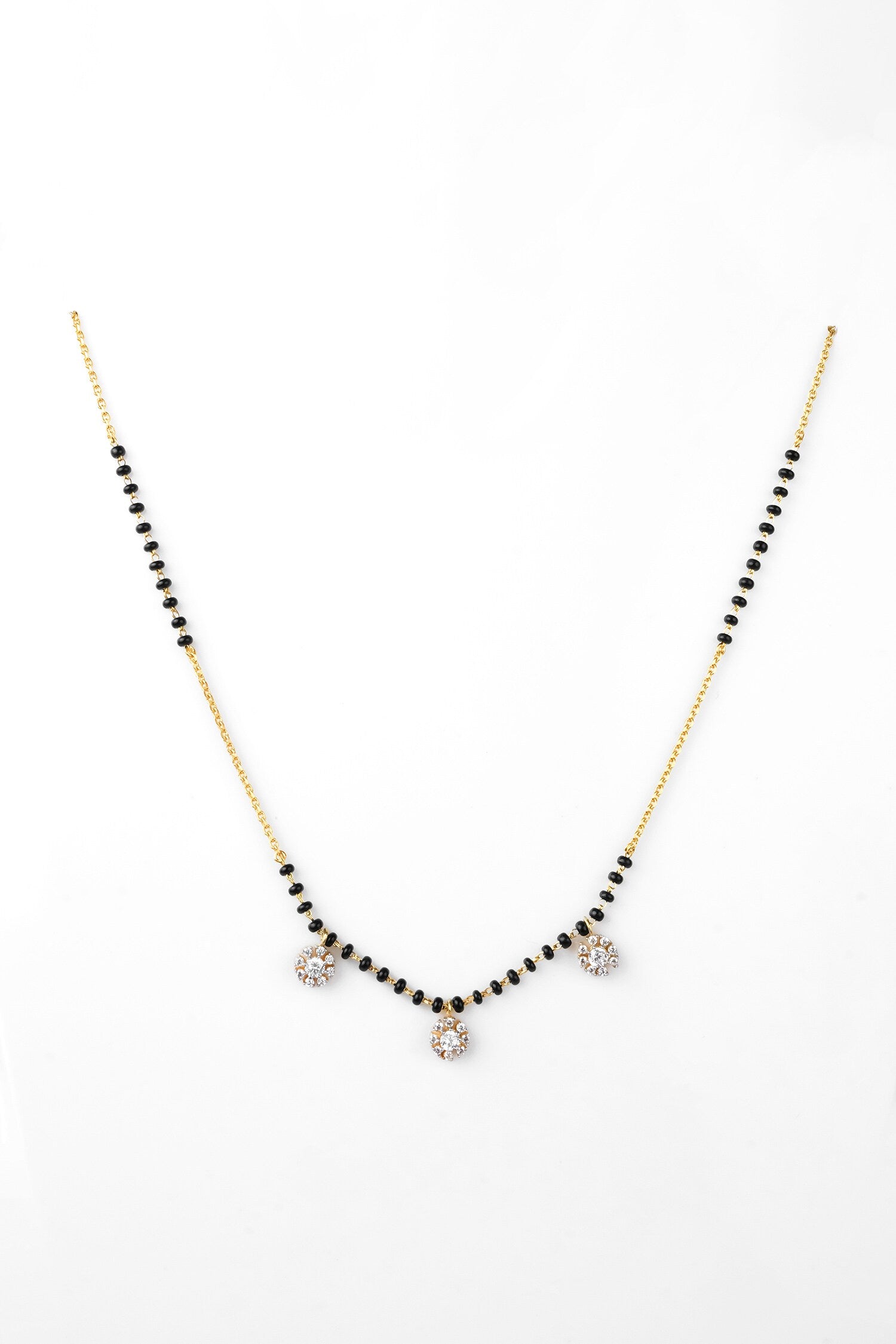 Cubic Zirconia Studded Black Bead Mangalsutra 