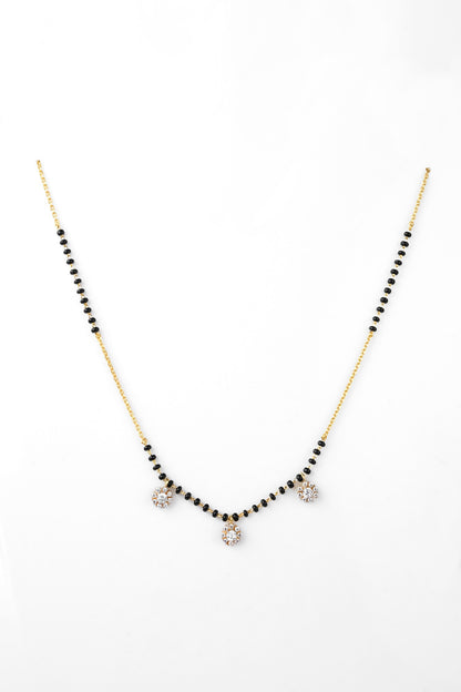 Cubic Zirconia Studded Black Bead Mangalsutra 