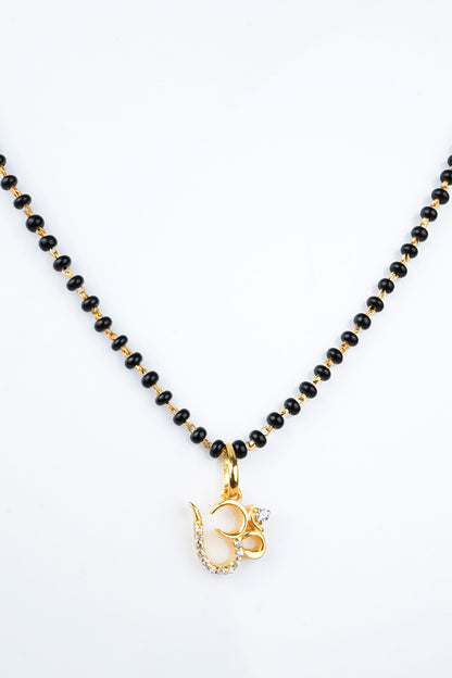 Om Cubic Zirconia Embellished Pendant Mangalsutra 