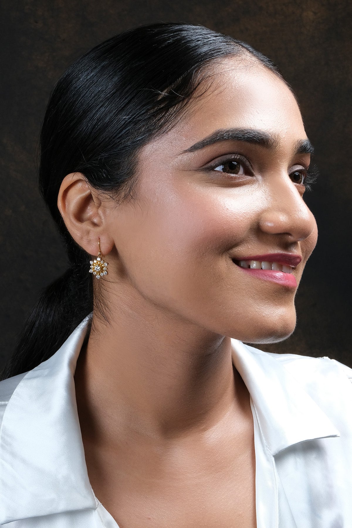 Cubic Zirconia Embellished Star Earrings 