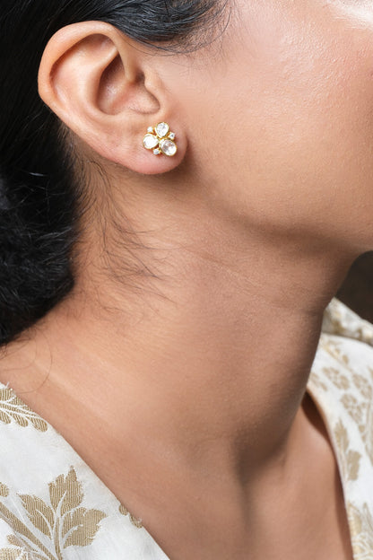 Moissanite Polki Embellished Stud Earrings 