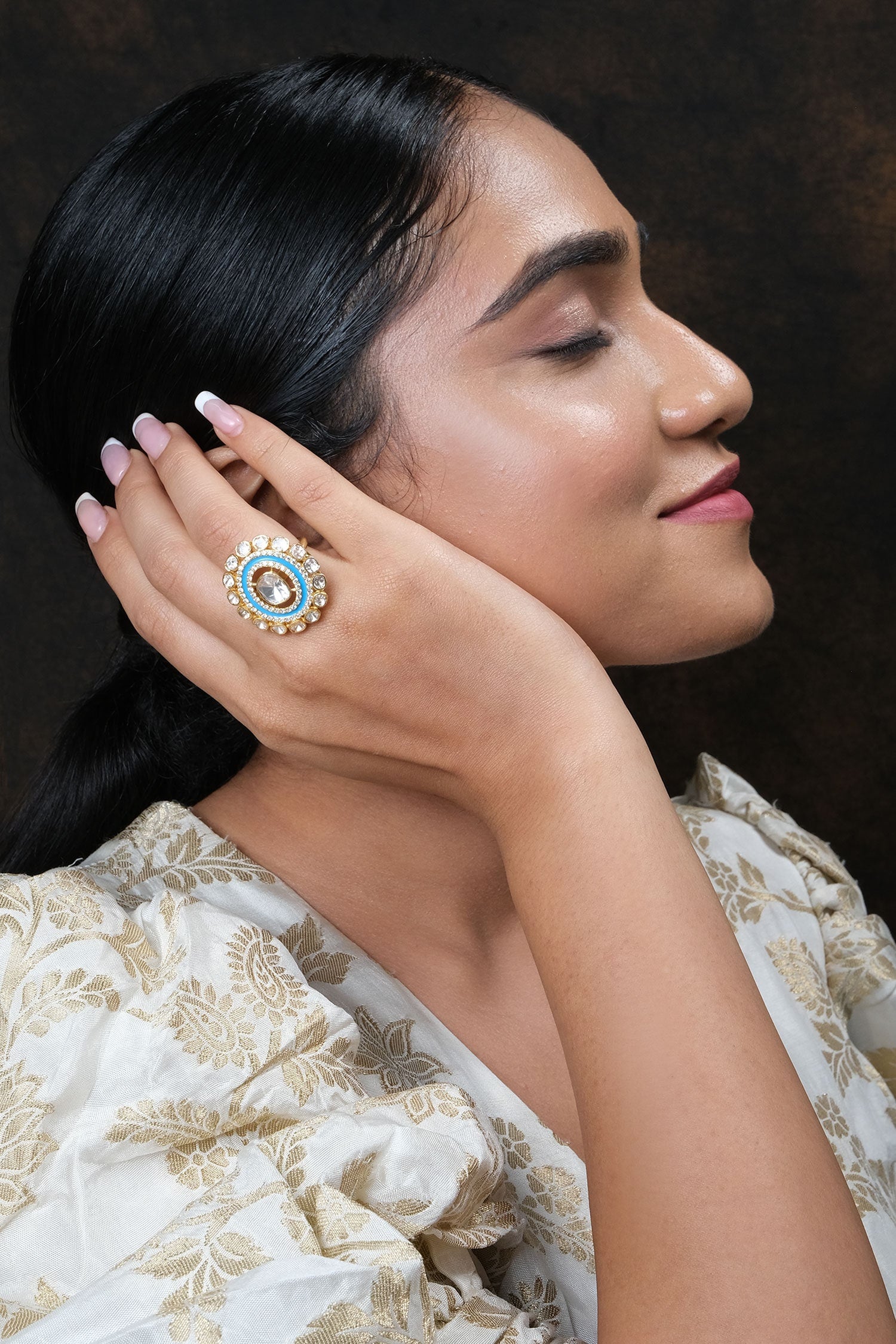 Moissanite Polki Embellished Ring 
