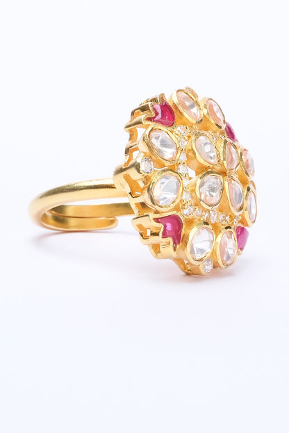 Moissanite Polki Studded Ring 