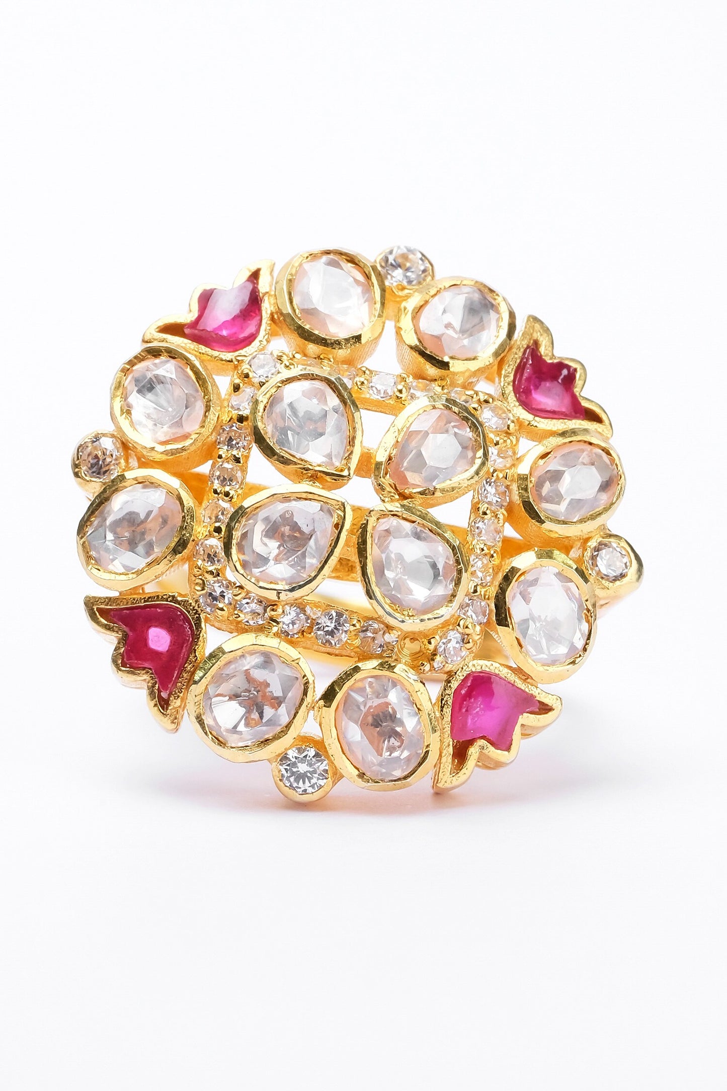 Moissanite Polki Studded Ring 