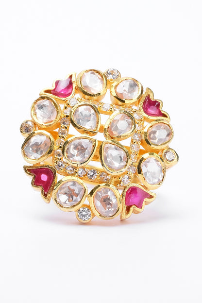Moissanite Polki Studded Ring 