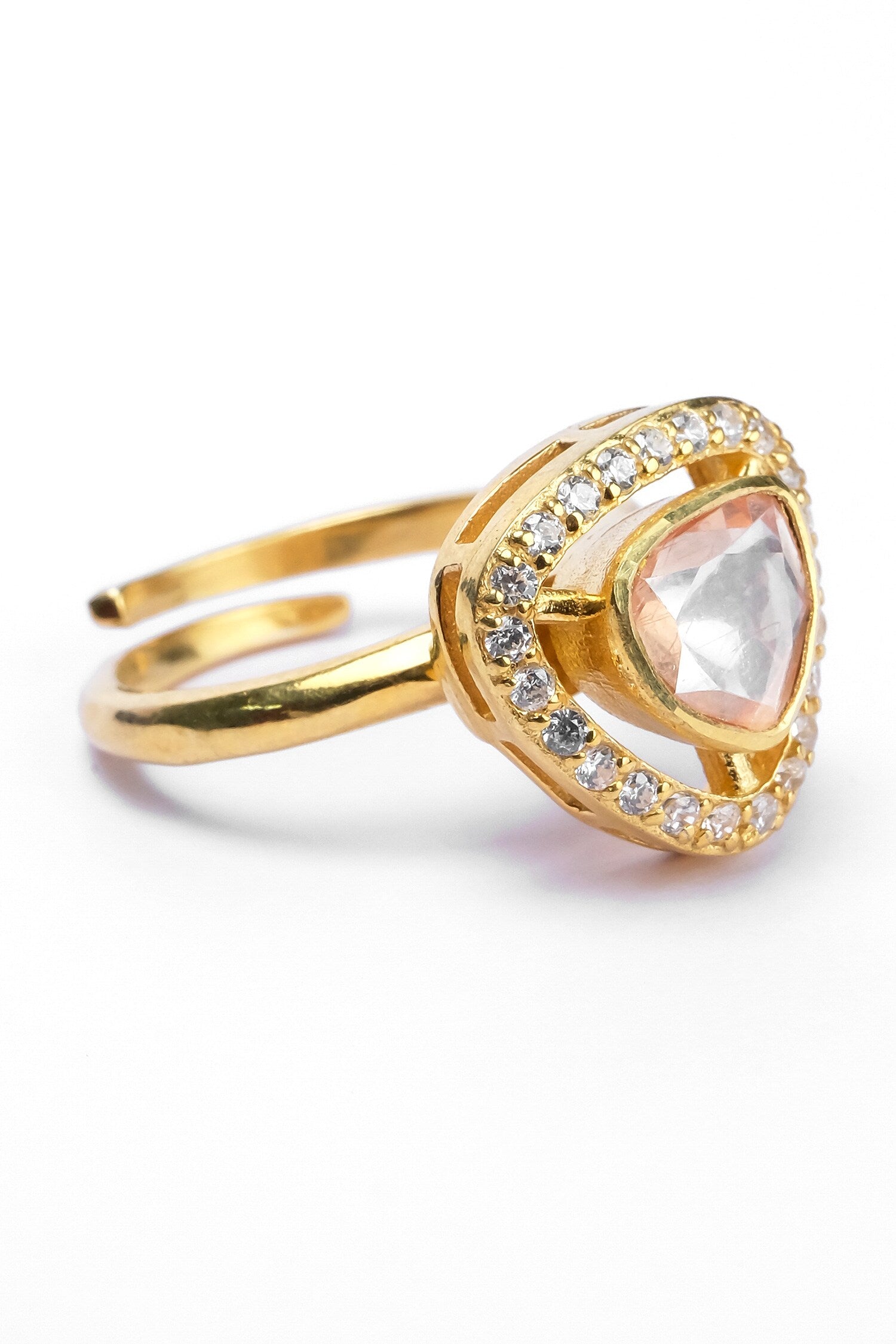 Triangular Moissanite Polki Embellished Ring 
