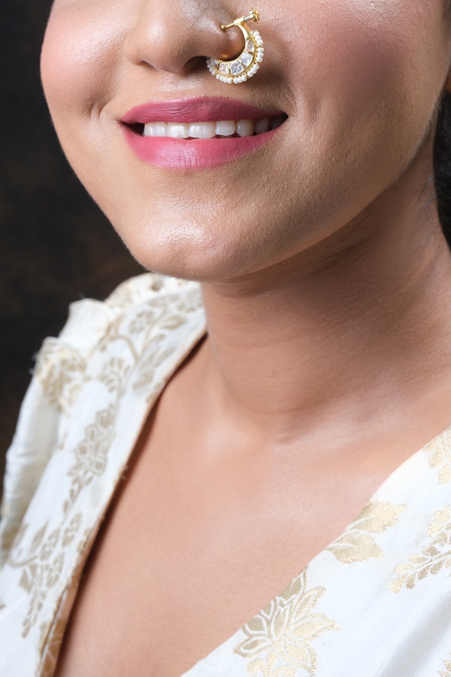 Moissanite Polki Embellished Chand Nath 