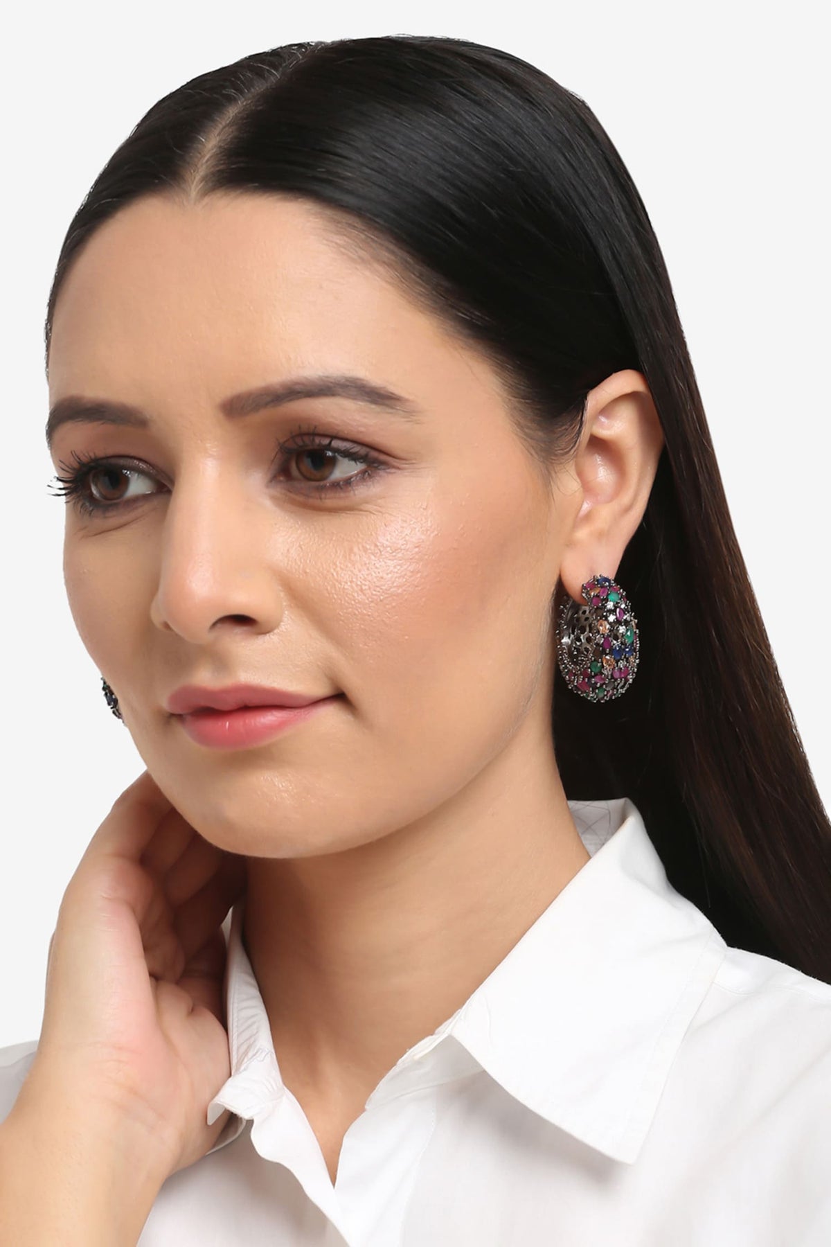 Stone Embellished Hoops 