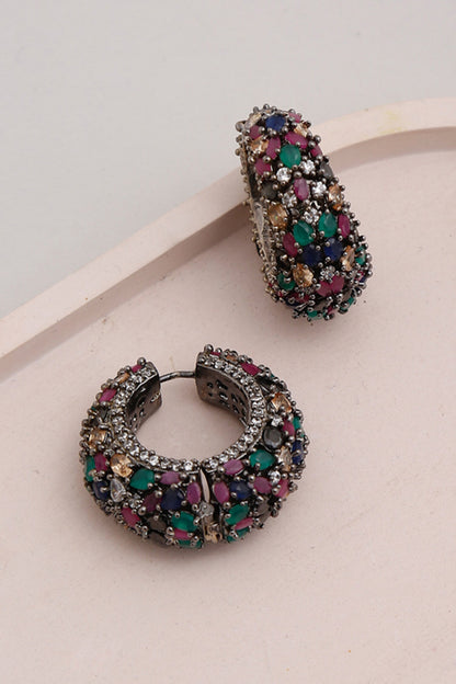 Stone Embellished Hoops 
