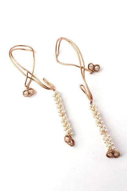 Lunar Dew Pearl Tassel Ear Cuff 
