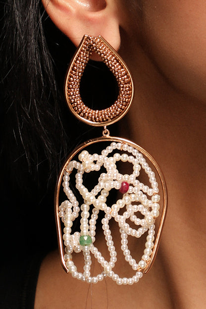 Pearl Cloud Embellished Drop Earrings 