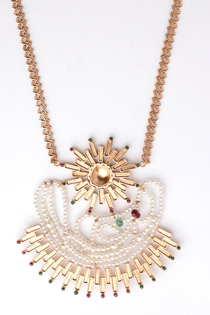Solar Beam Long Pendant Necklace 