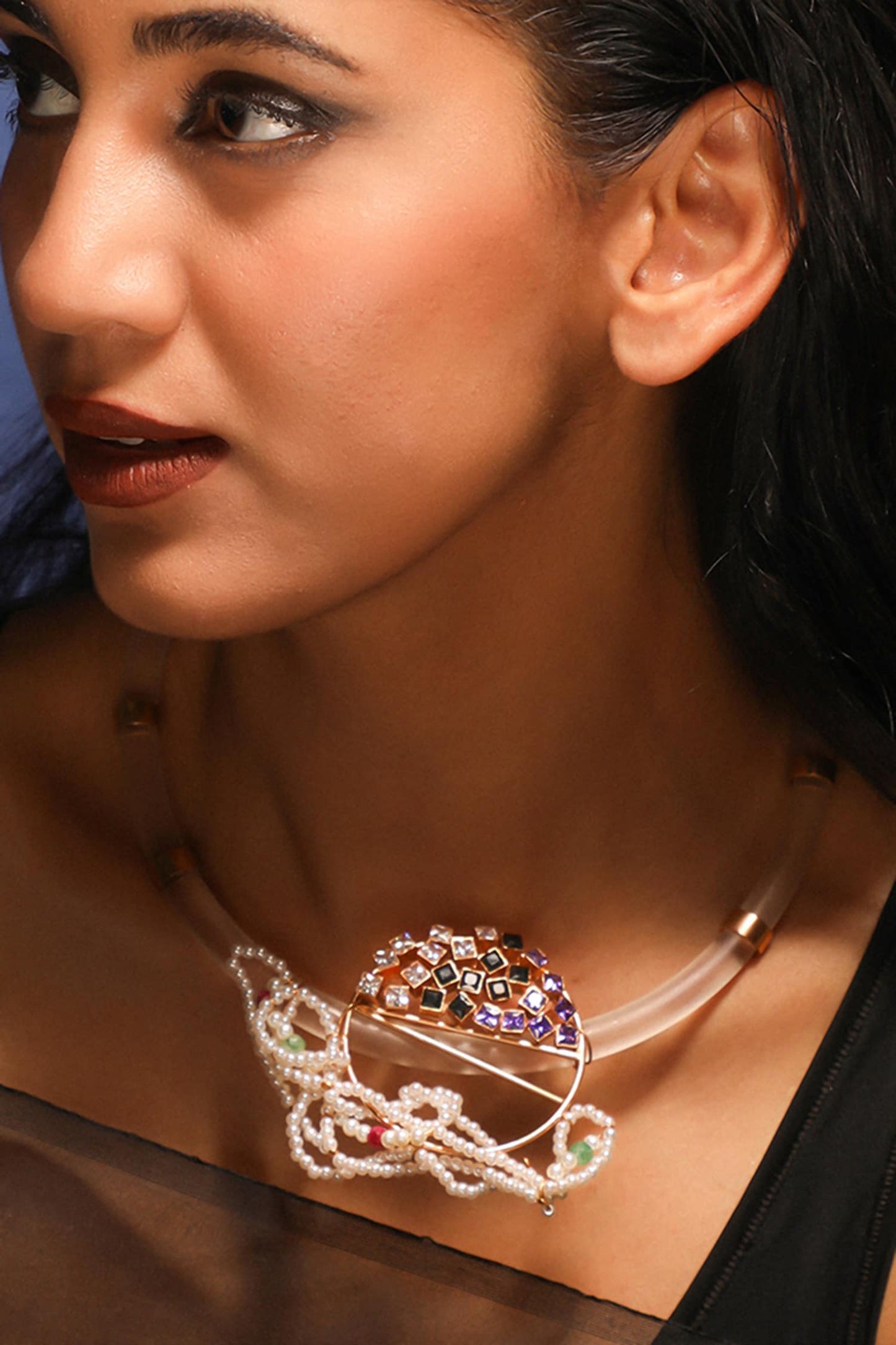 Midnight Moon Gemstone Kanthi Necklace 