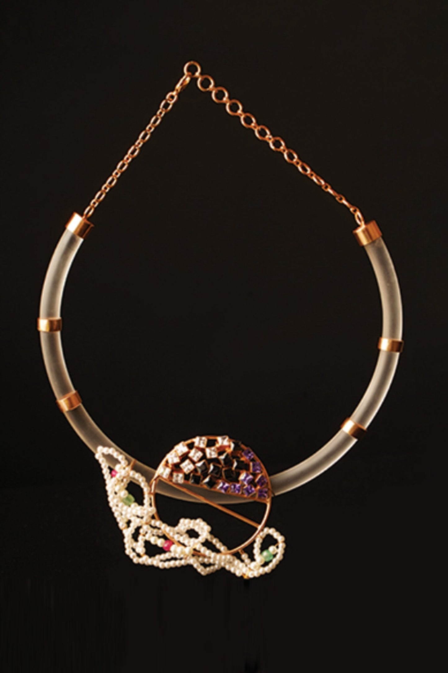 Midnight Moon Gemstone Kanthi Necklace 