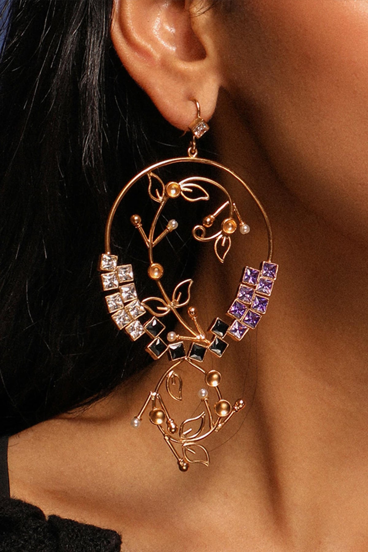Mystic Foliage Vine Hoop Earrings 