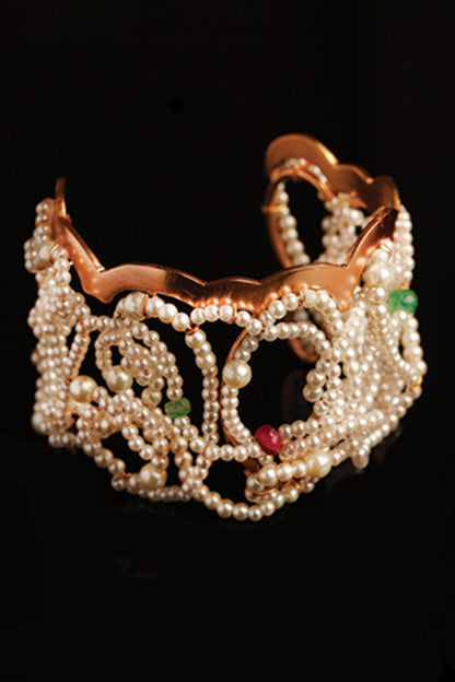 Pearl Cloud Embellished Cuff Bracelet 