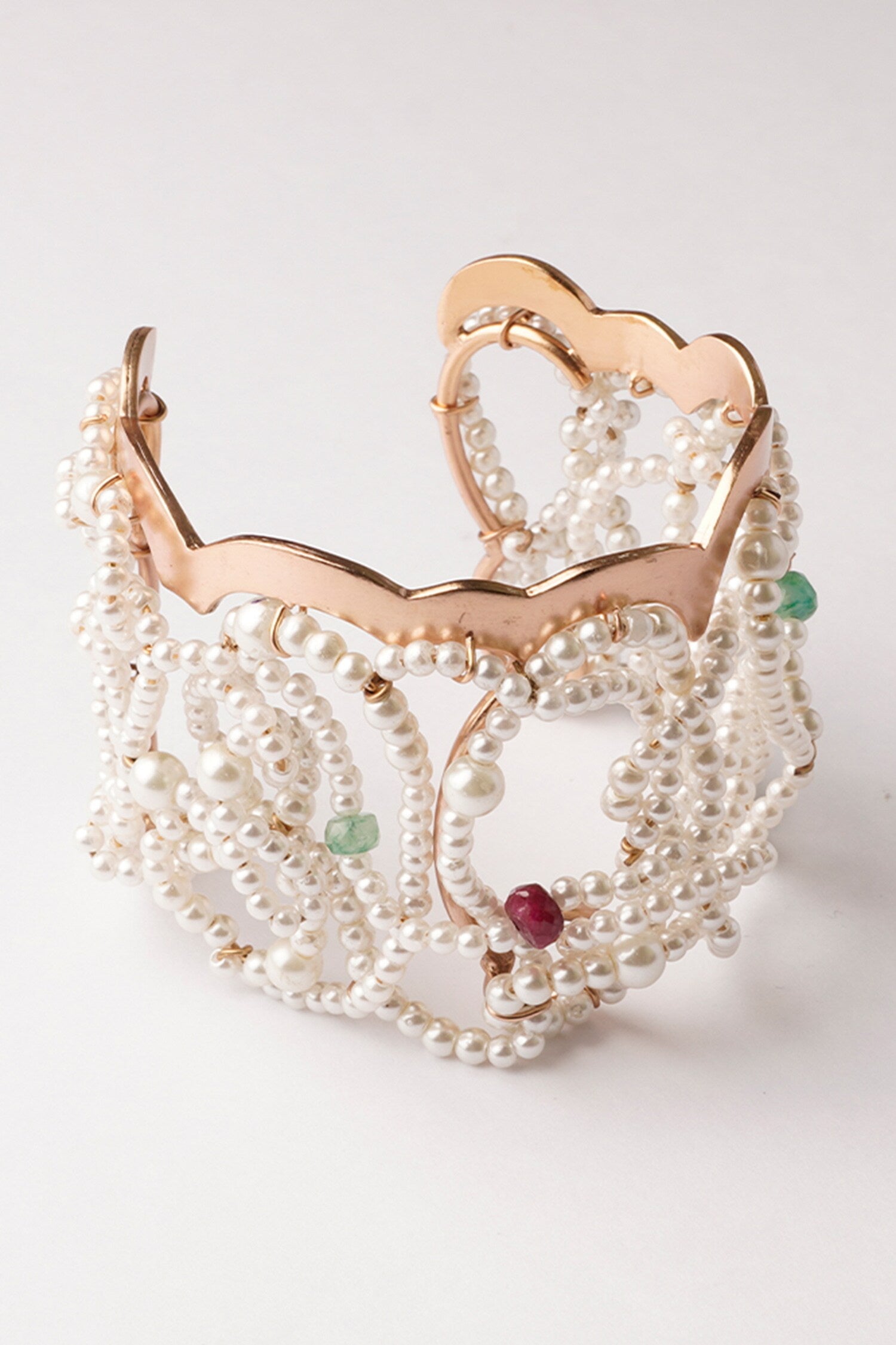 Pearl Cloud Embellished Cuff Bracelet 