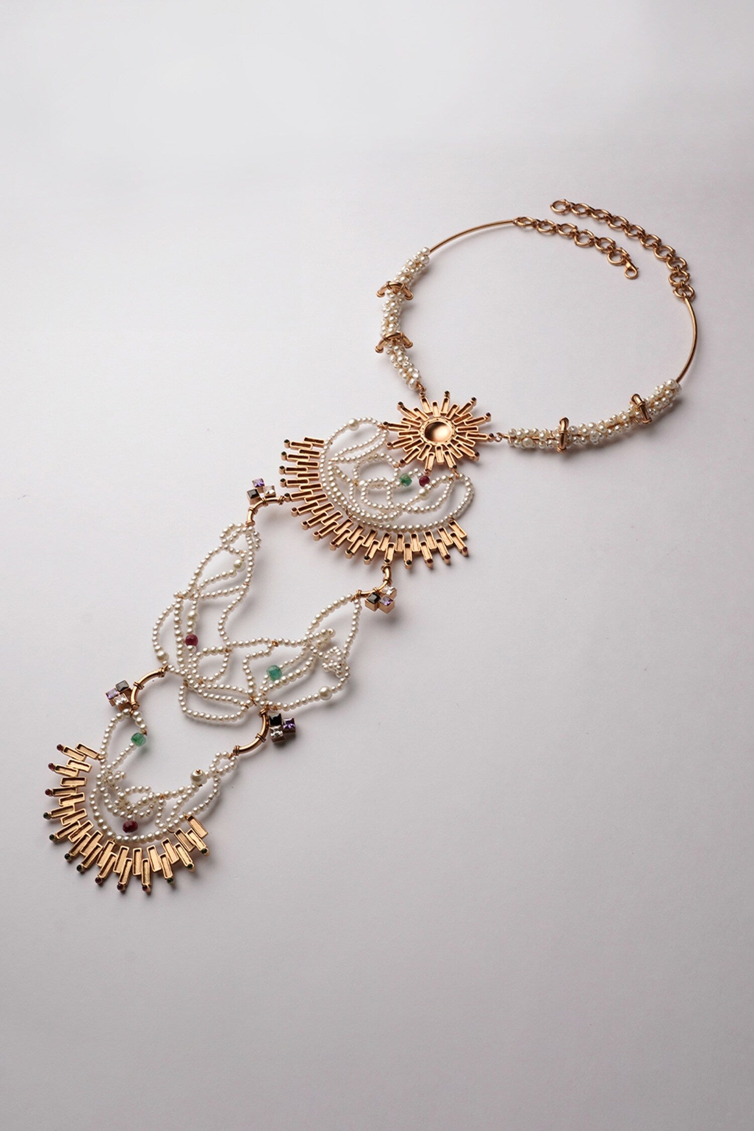 Sun Burst Pearl Cloud Necklace 