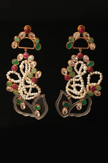 Moon Flower Stone Earrings 