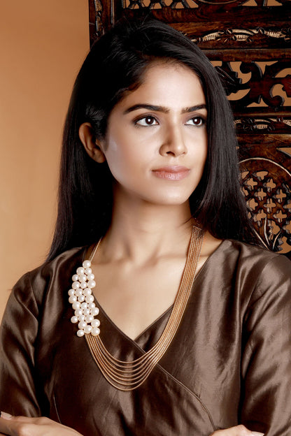 Modern Maharani Pearl Chain Necklace 