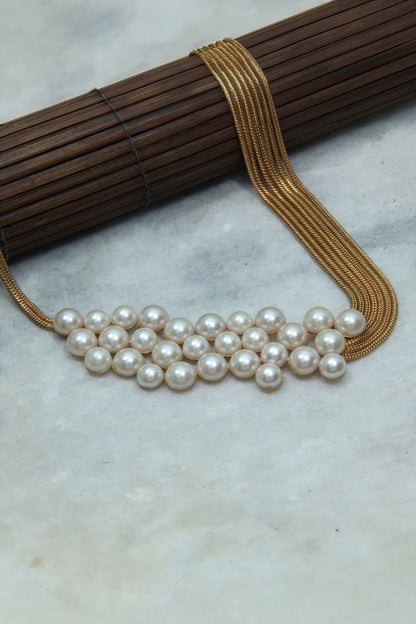 Modern Maharani Pearl Chain Necklace 