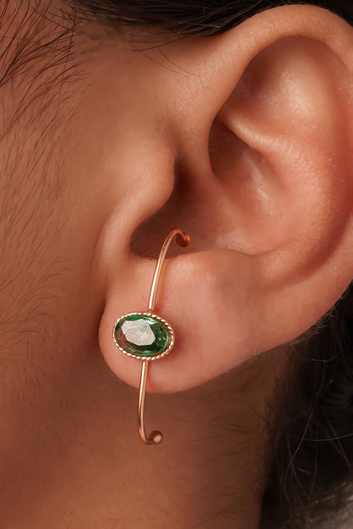 Molten Crystal Embellished Loop Stud Earrings 