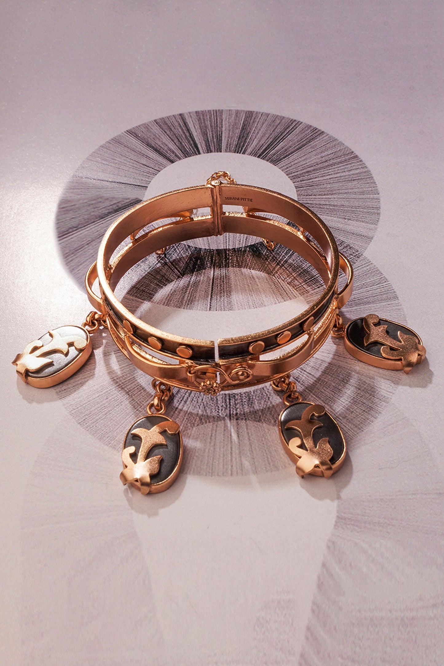 Temptress Floral Carved Charm Bracelet 