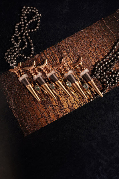 Dark Waltz Oxidised Spike Carved Necklace 