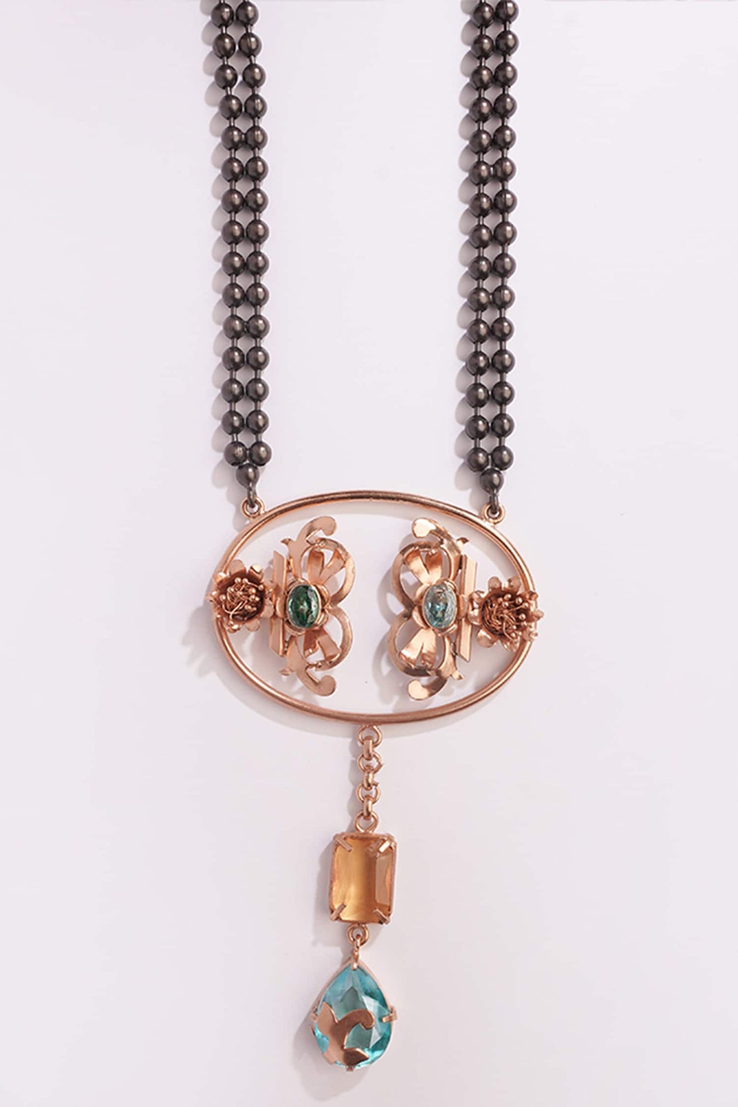Saints & Cider Citrine Crystal Embellished Pendant Necklace 