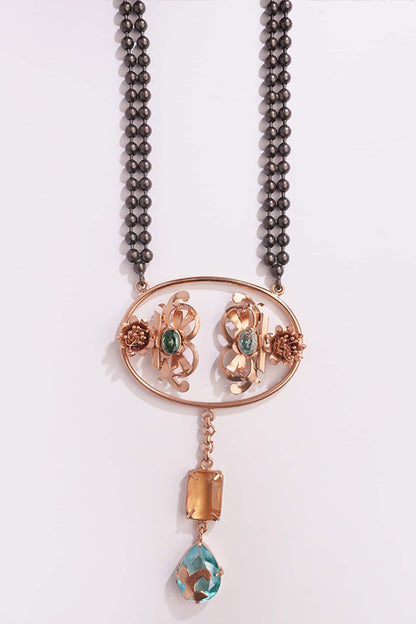 Saints & Cider Citrine Crystal Embellished Pendant Necklace 