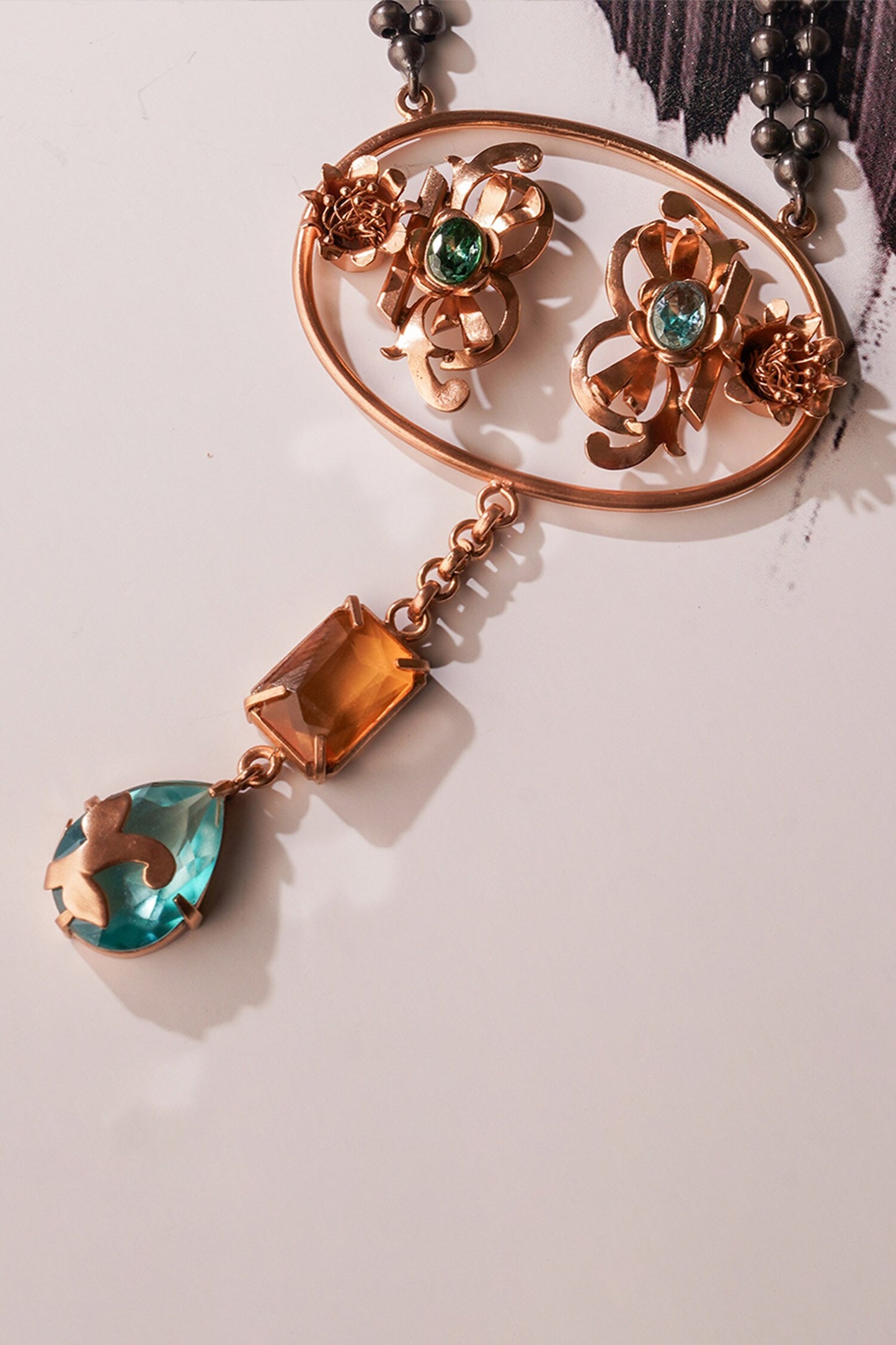 Saints & Cider Citrine Crystal Embellished Pendant Necklace 