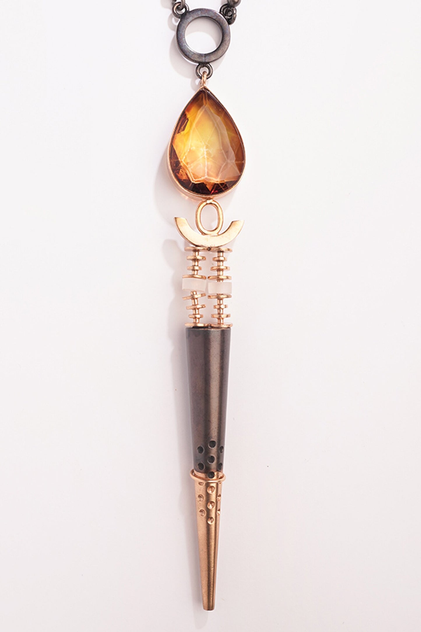 Moriartys Malice Oxidised Spike Carved Pendant Necklace 