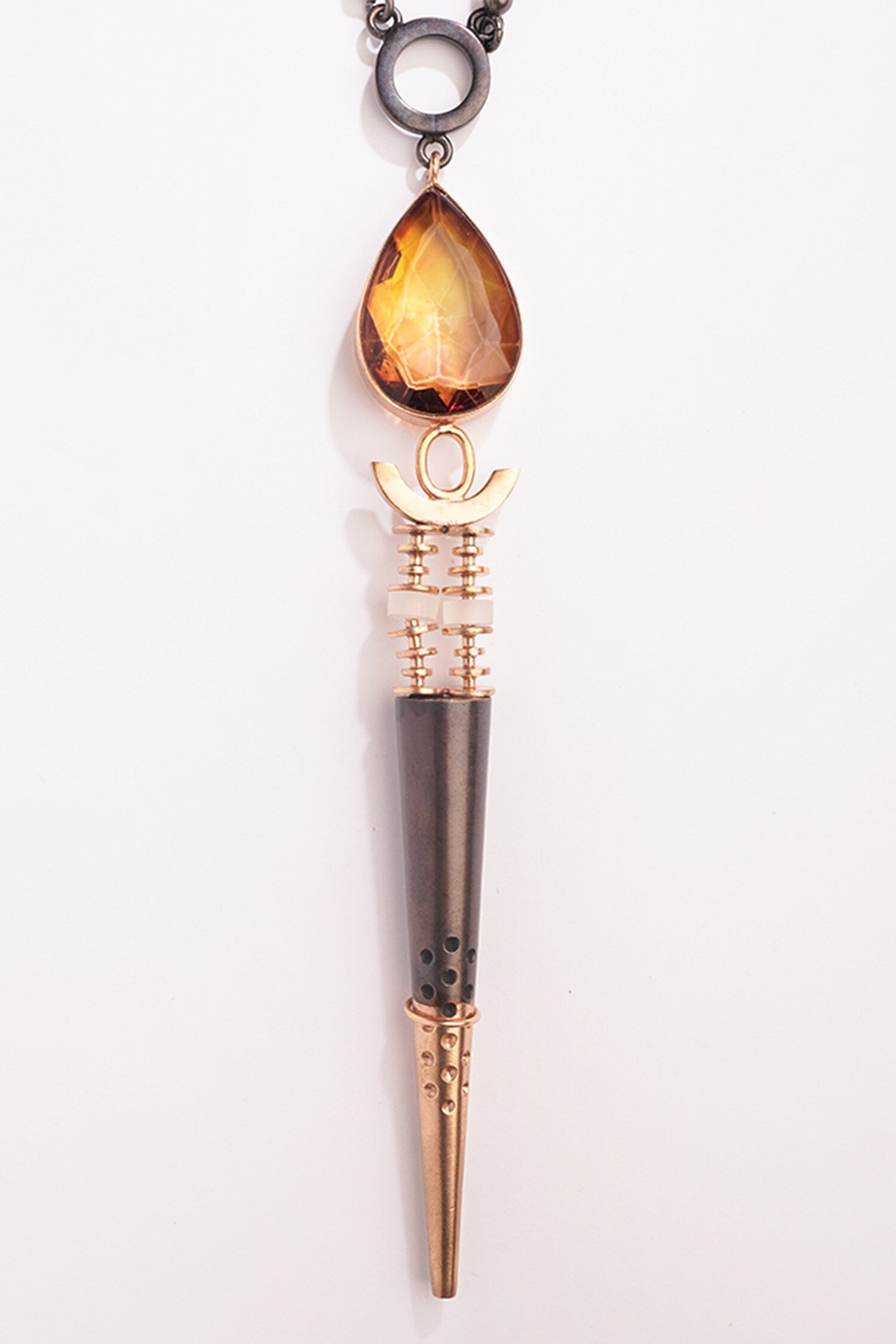 Moriartys Malice Oxidised Spike Carved Pendant Necklace 