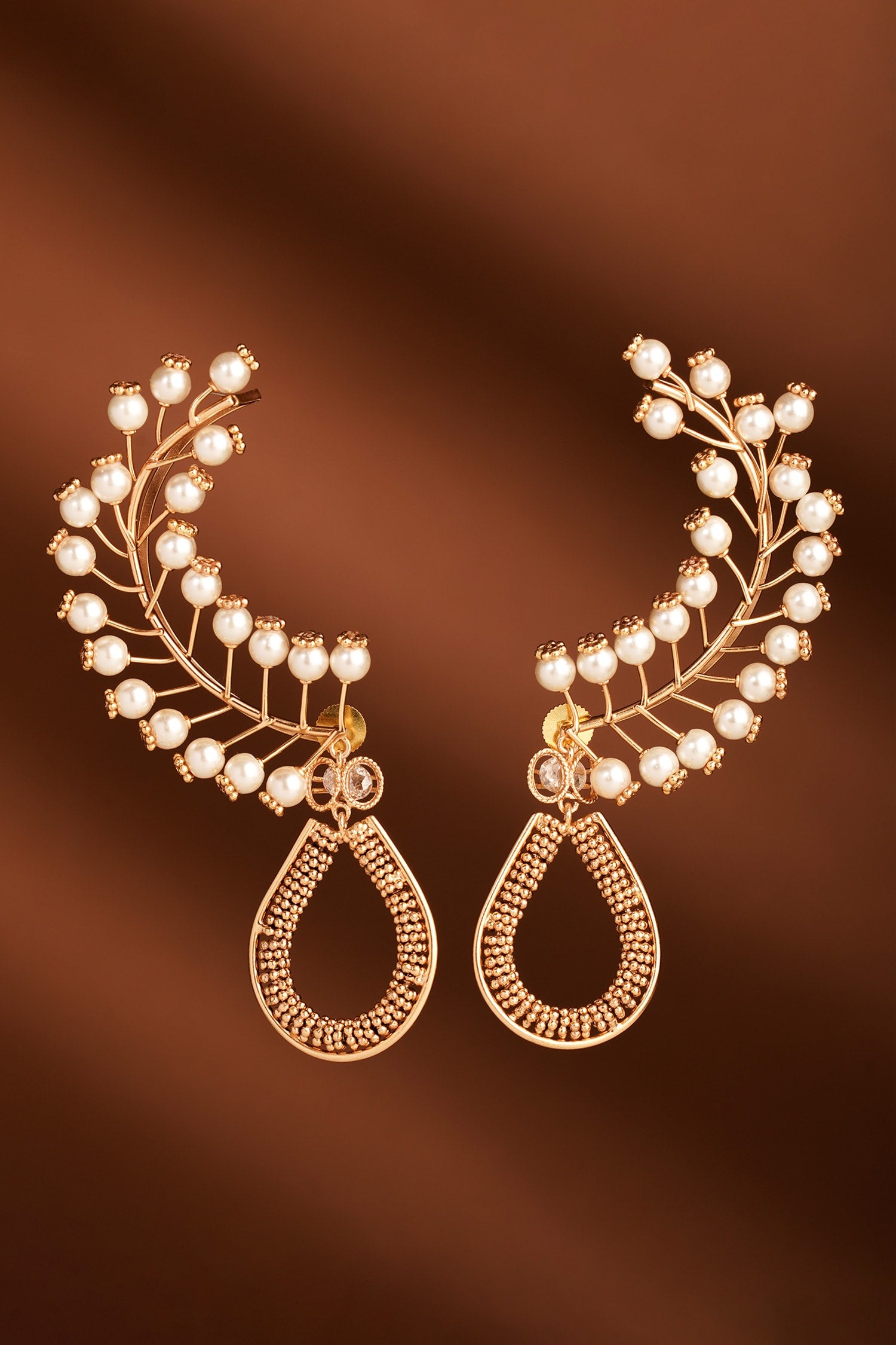 High Noon Pearl Embellished Ear Cuffs 