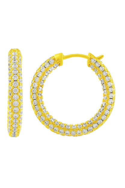 Cubic Zirconia Studded Hoops 
