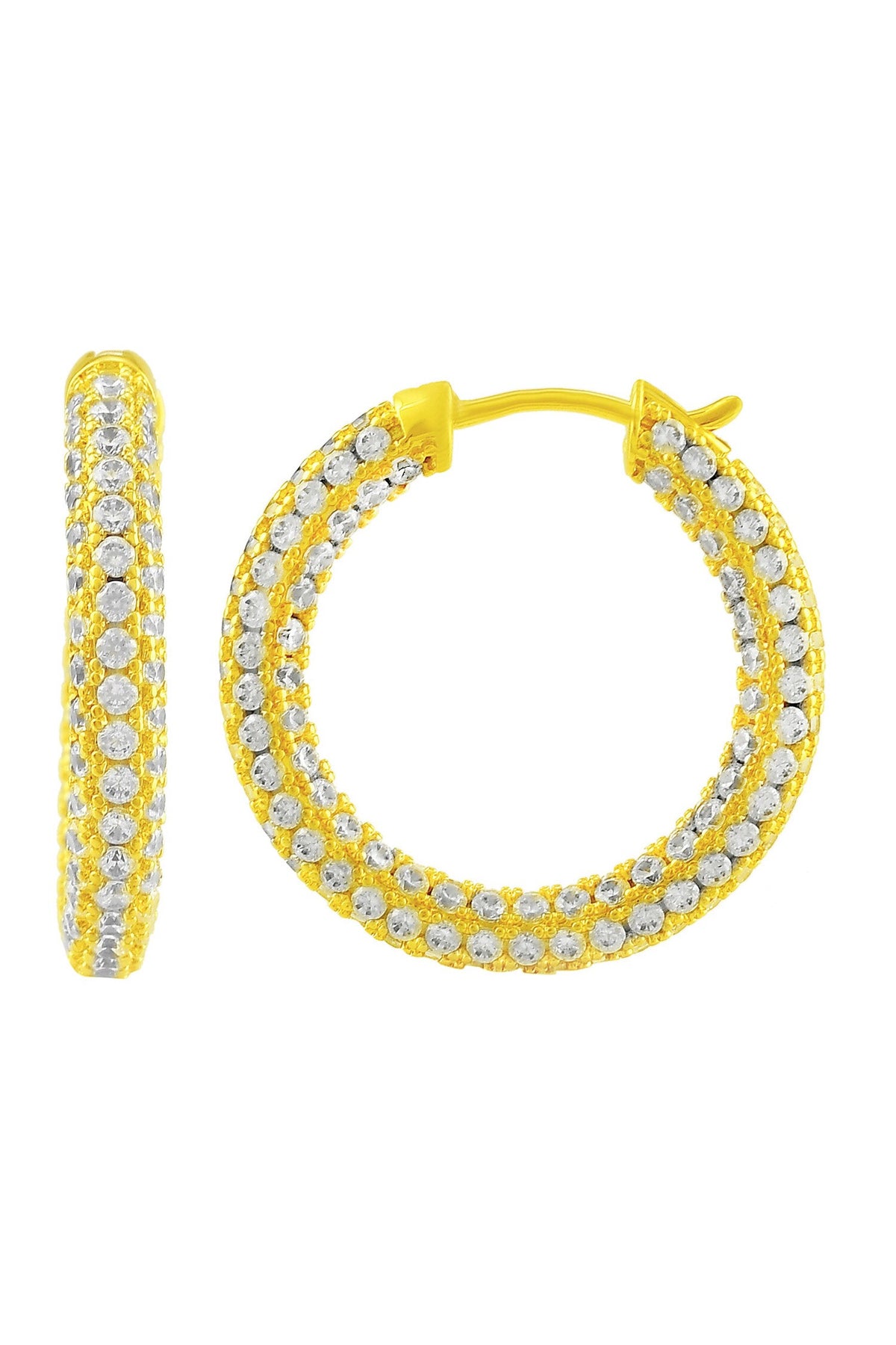 Cubic Zirconia Studded Huggie Hoops 