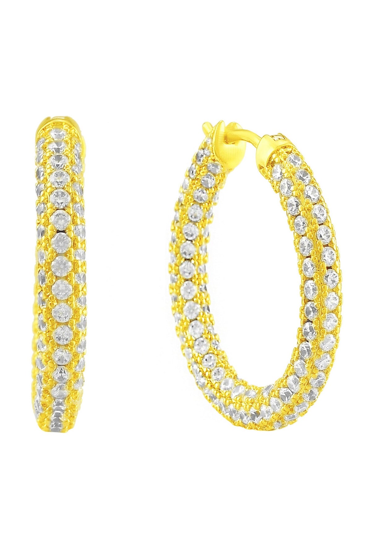 Cubic Zirconia Studded Huggie Hoops 