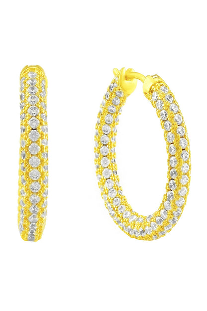 Cubic Zirconia Studded Huggie Hoops 