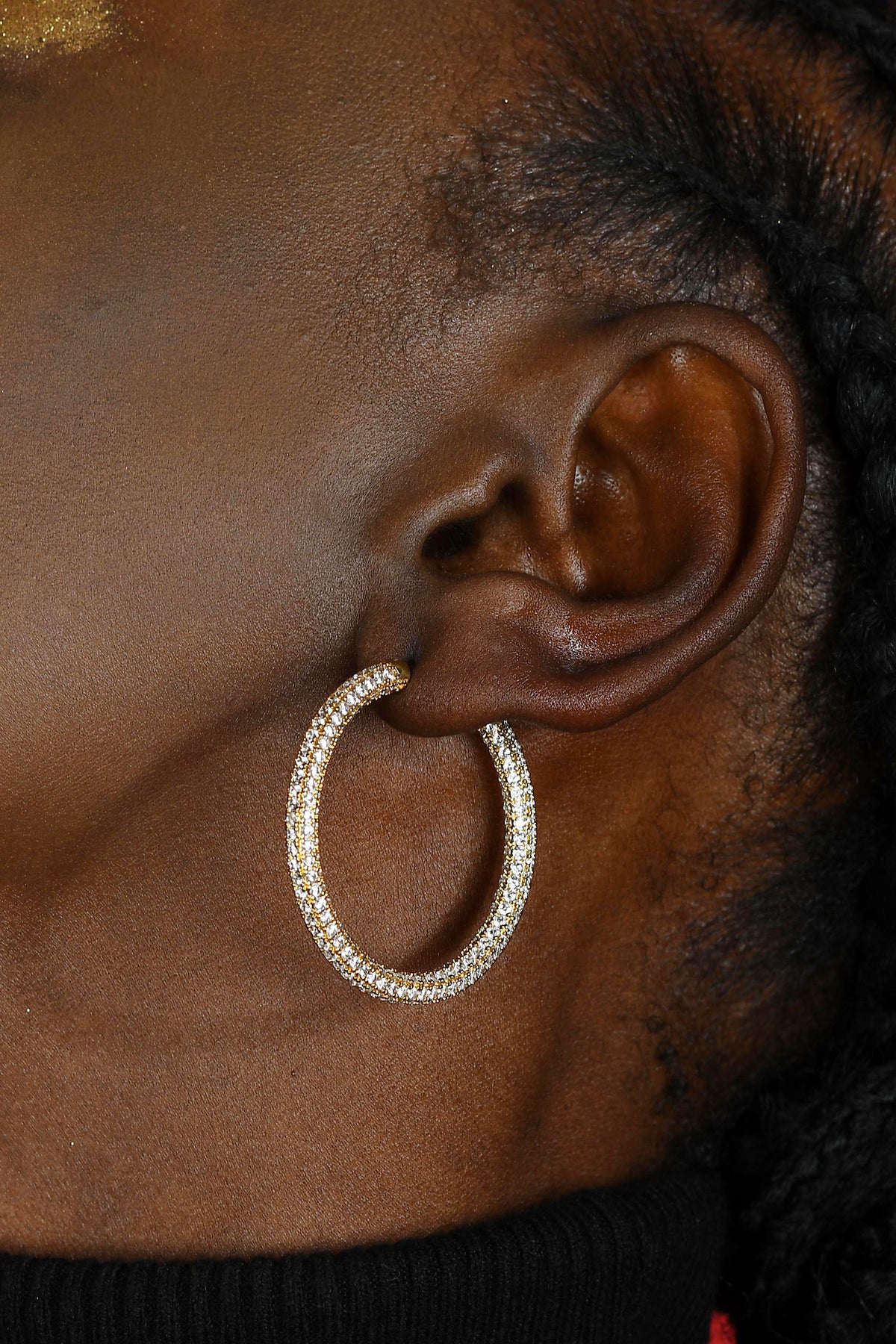 Cubic Zirconia Studded Glitzy Hoops 