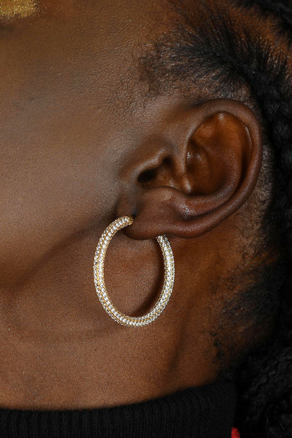 Cubic Zirconia Studded Glitzy Hoops 