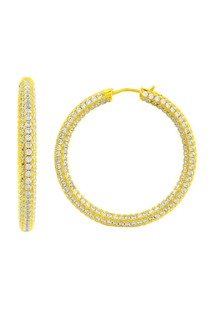 Cubic Zirconia Studded Glitzy Hoops 